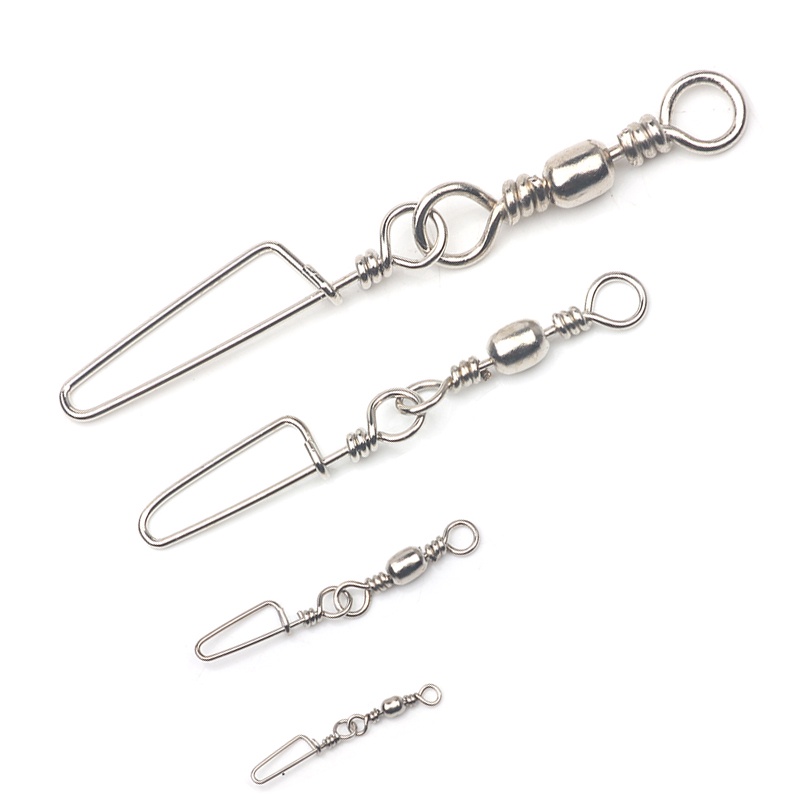 50pcs/lot Barril Giratório Com Baloiço De Aço Inoxidável Para Iscas Anzóis Acessórios De Conexão Pesca No Mar em Oferta na Shopee