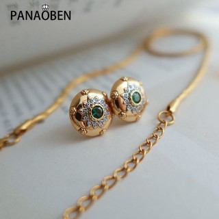 ♥ Brincos De Luxo Leve Estilo Corte Vintage Fino Esculpido Em Flor Verde Zircônio Antigo Artesanato Ouro Para Jóias Femininas