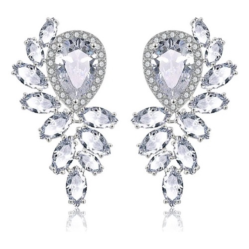 Brinco De Zirconia Noiva Festa Casamento Madrinha Prata Fixo em Oferta na Shopee