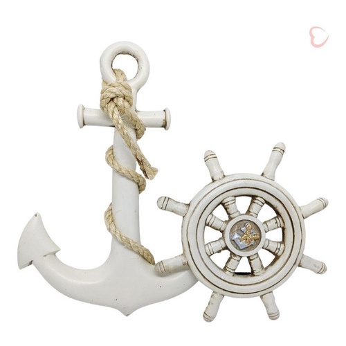 Âncora E Leme Branco Decorativo Resina Artesanal