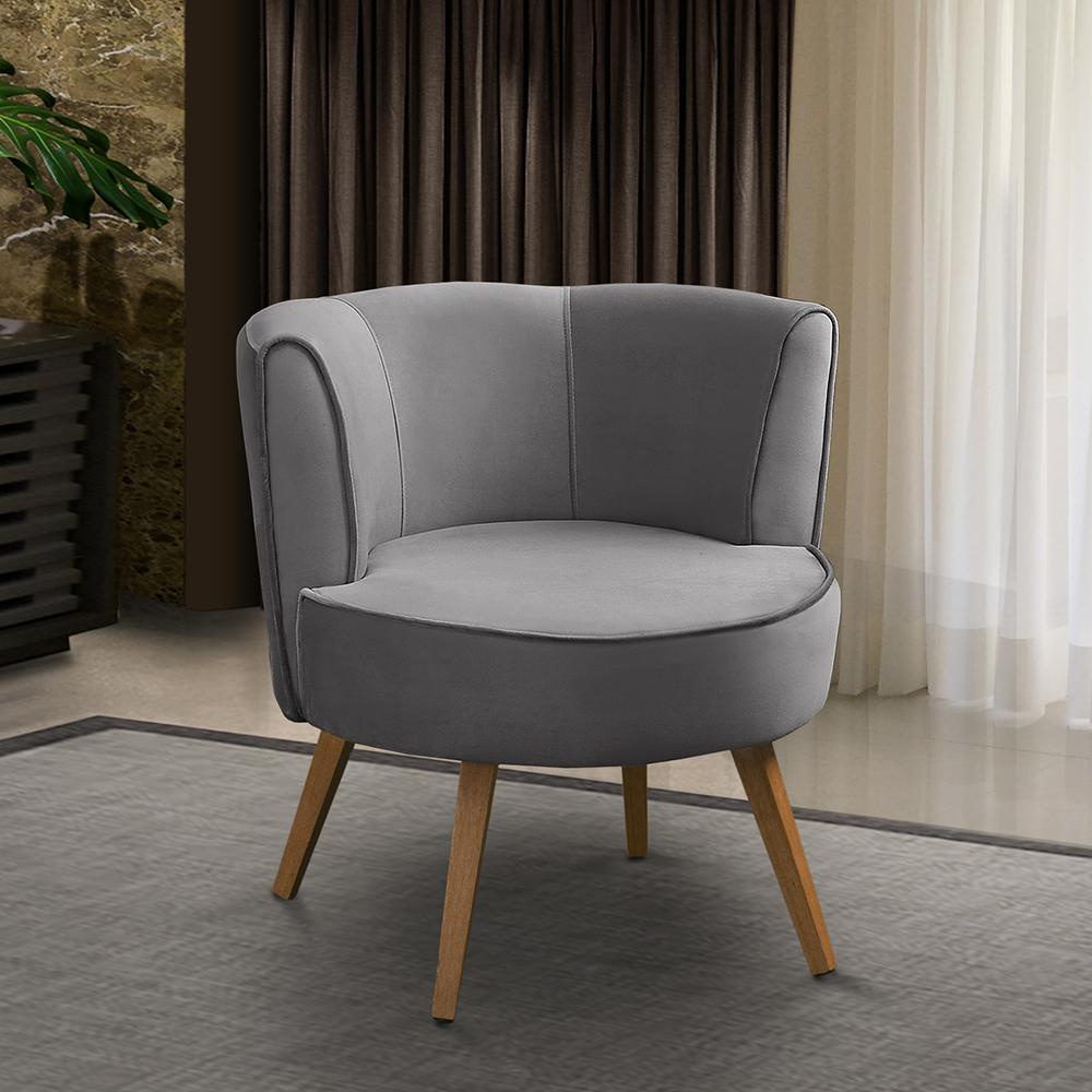 Poltrona Para Sala Decorativa Isa Suede Cinza Adonai Estofados em Oferta na Shopee