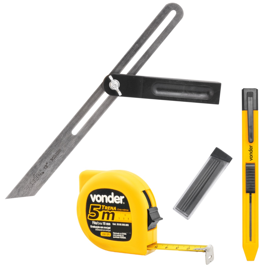 Kit Carpinteiro Marceneiro Suta 12" 300mm Trena Lapiseira