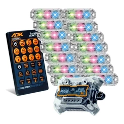 Kit Strobo AJK RGB Rítmico 3.0 + 20 Faróis 6W