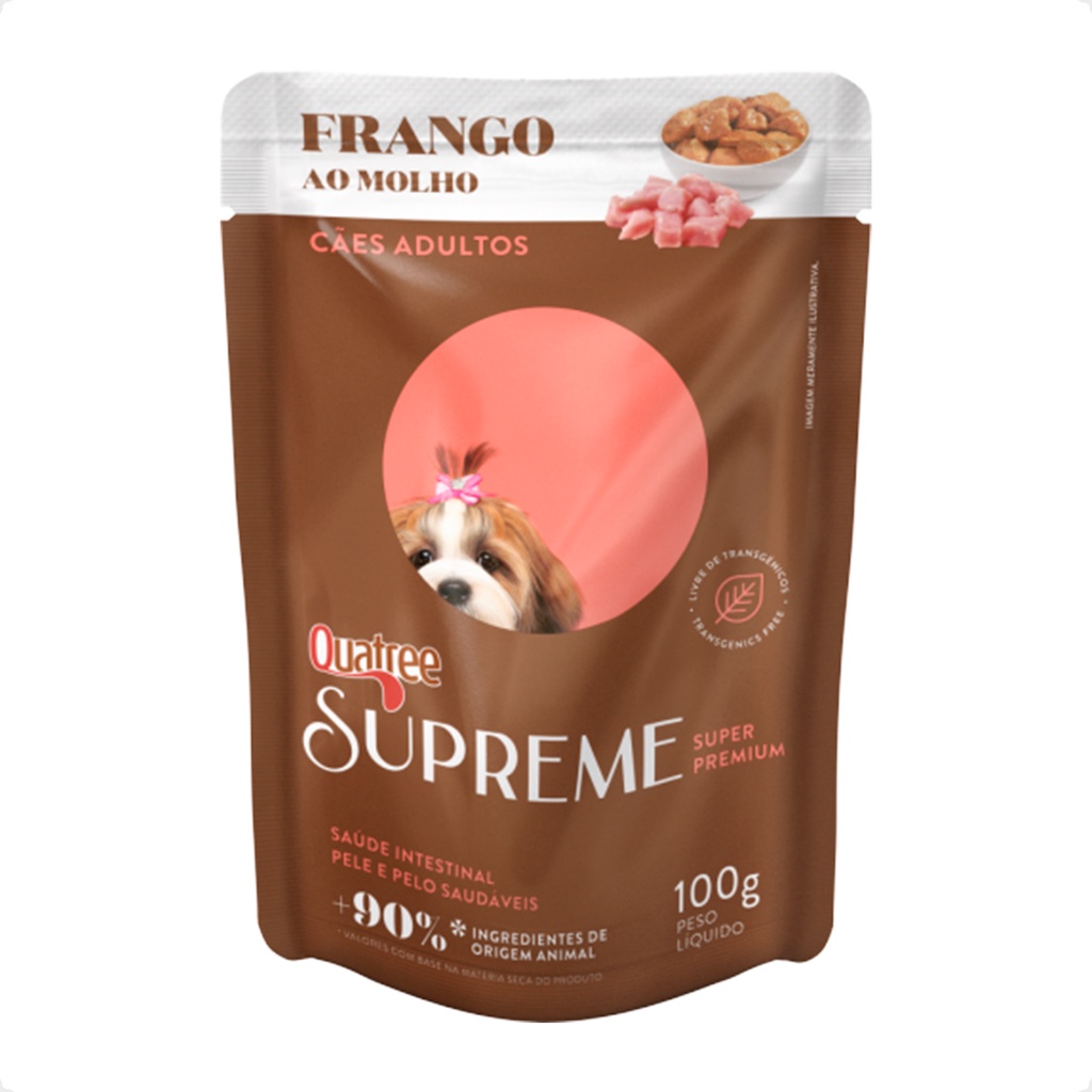Quatree Supreme Sachê Cães Adultos Frango ao Molho - 100 g - Pets