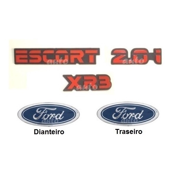Kit Emblemas Escort 2.0i Xr3 Vermelhos - 1993 À 1996