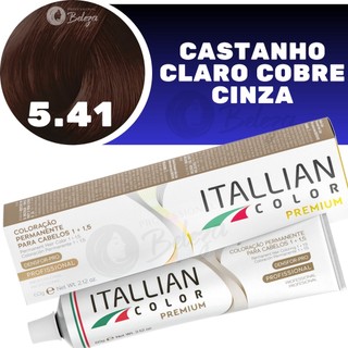 Coloração Itallian Color Castanho Claro Cobre Cinza 5.41 60g em Oferta na Shopee