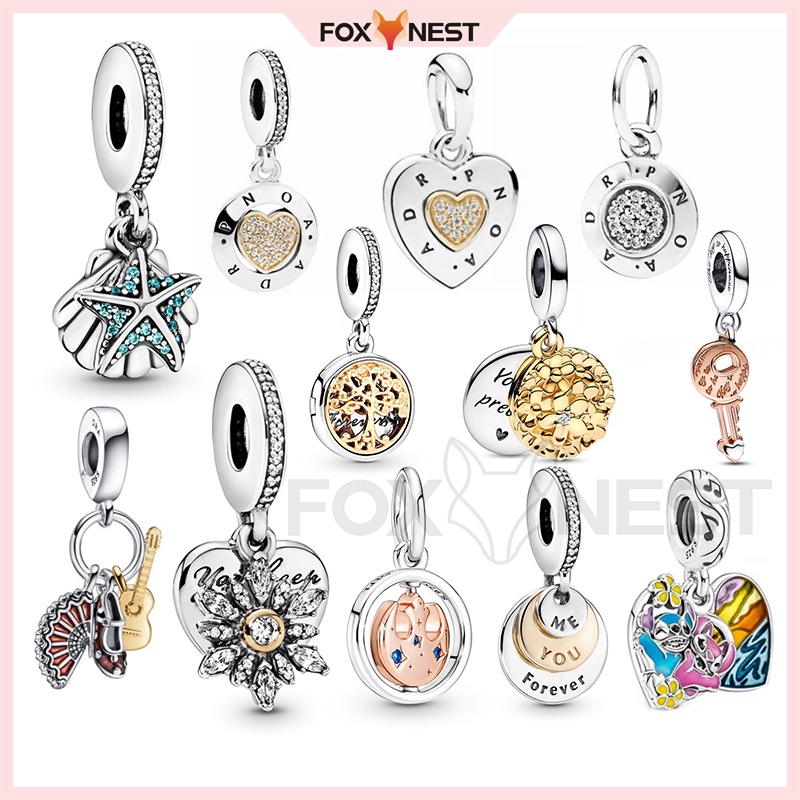 Árvore Da Família Dourada Concha Estrela Do Mar DIY Charme S925 Silver Plating