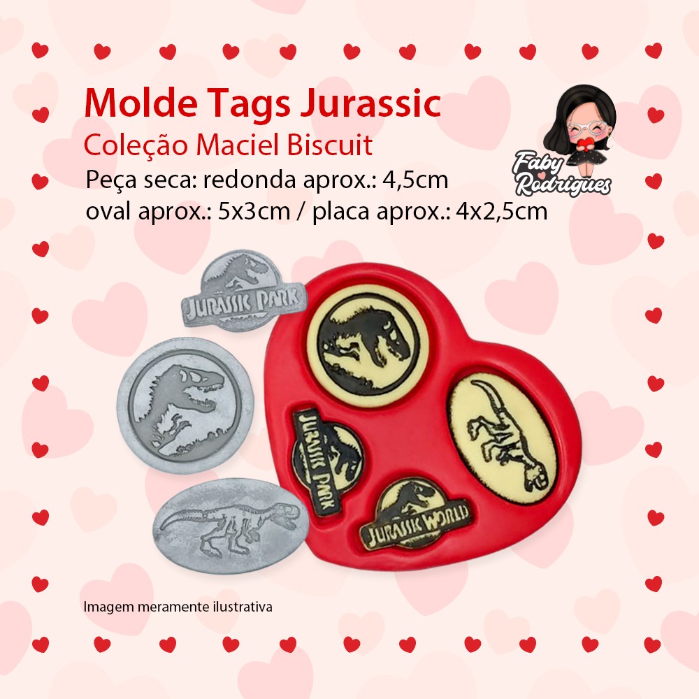 Molde de silicone Tags Jurassic - Maciel