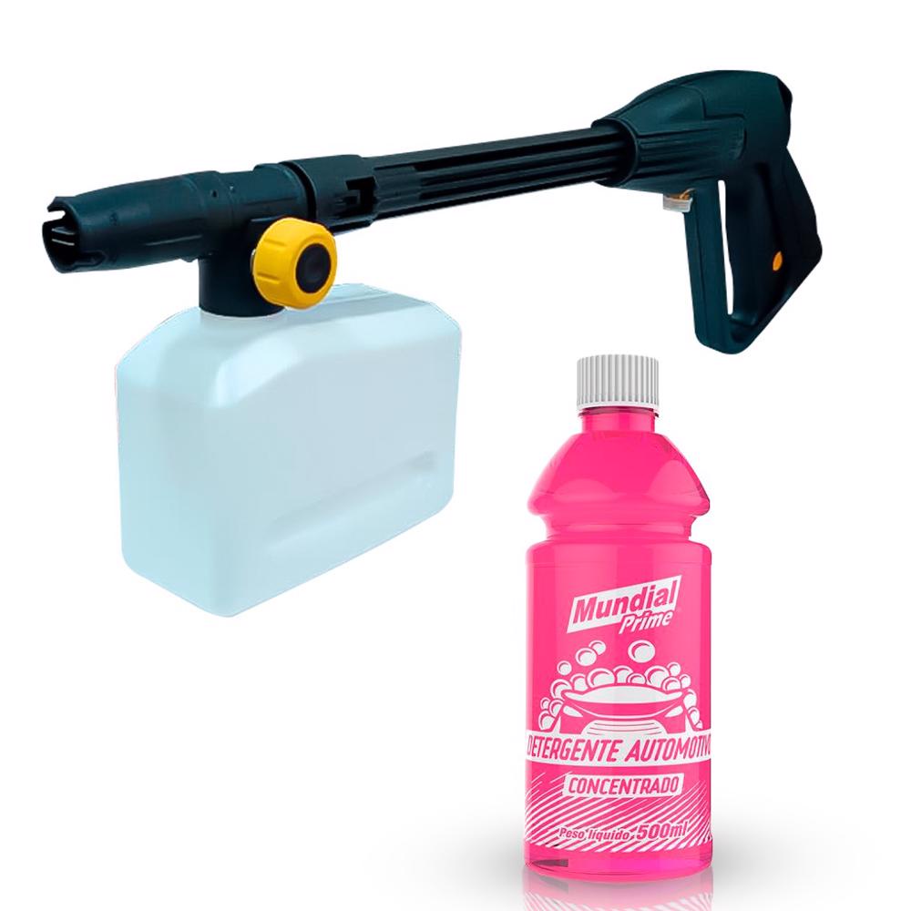 Kit Lava Rápido Pistola Lavadora + Snow Foam 500ml + Detergente Automotivo Espuma Limpeza Carro