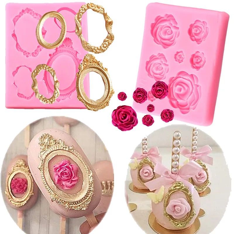 MOLDES DE SILICONE KIT C/ 2 - MOLDURAS E ROSAS KIT12
