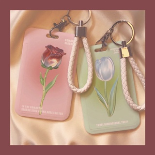 Porta-Cartões Tulip Rose Com Cordão Cartão De Ônibus De Estudante Placa De Proteção De Identificação De Trabalho em Oferta na Shopee