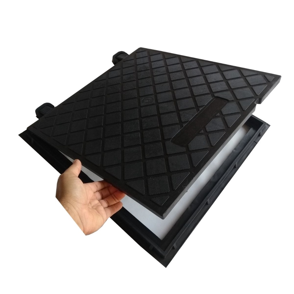 Tampa de Esgoto Cisterna 60x60cm Pvc Reservatório Alçapão Fossa Bueiro Carga 200Kg