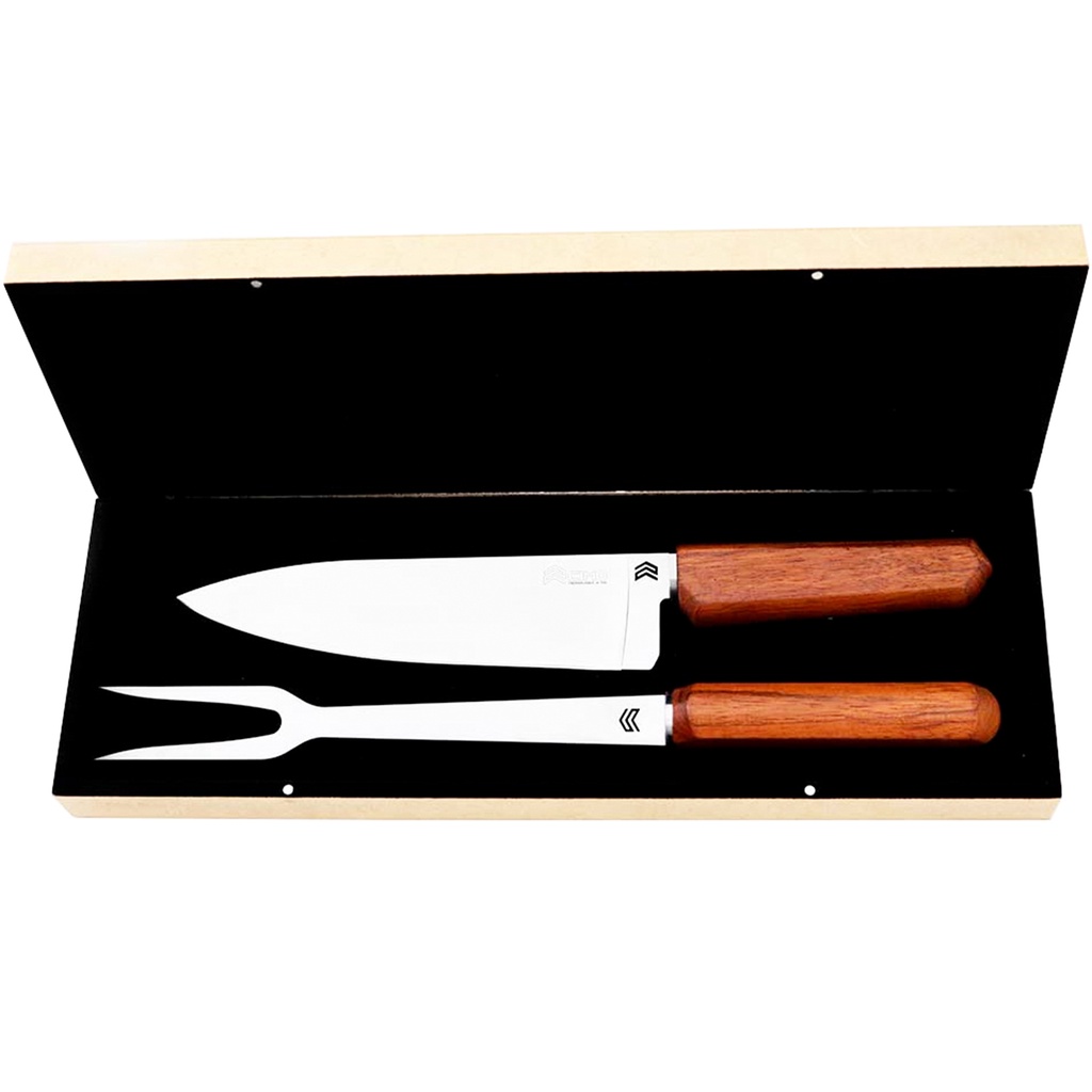 Kit Churrasco Cimo Faca Chef Garfo 3001/8 K1 Oiti 8'' Madeira Jatobá