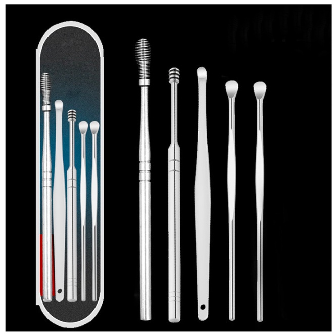 Kit  5 pçs  Removedor Limpeza Cera Ouvido Orelha com Estojo em Oferta na Shopee