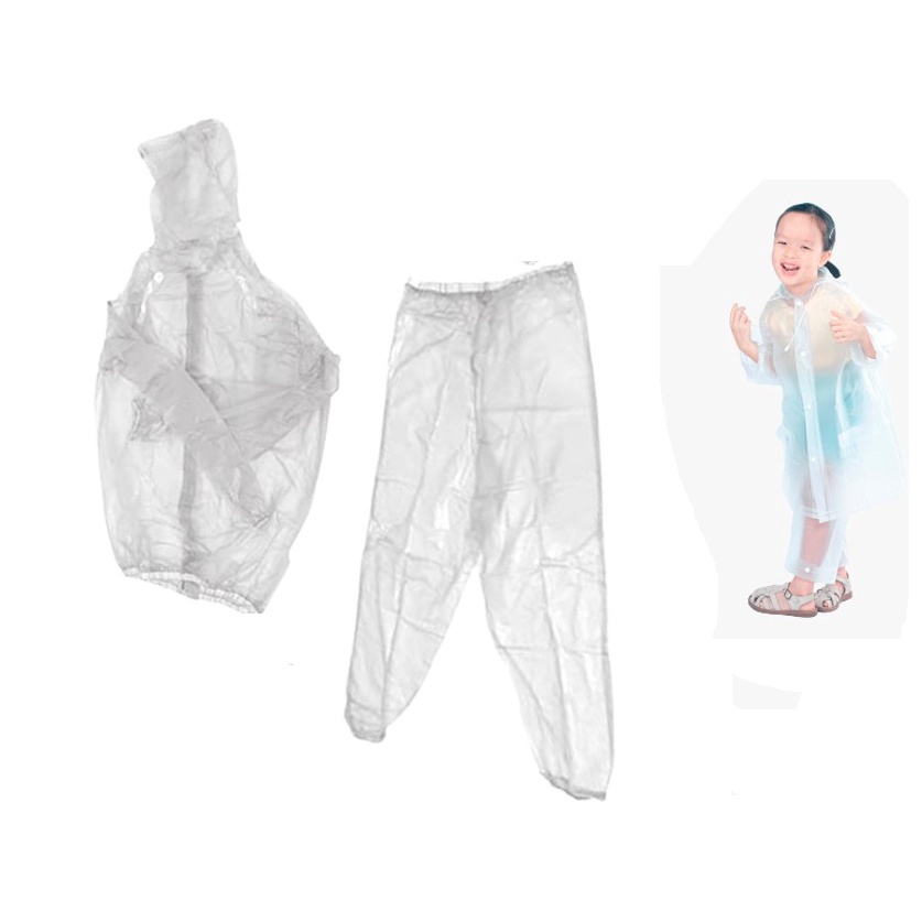 Conjunto Capa De Chuva Infantil C/ Capuz Blusa E Calça PVC Reforçado em Oferta na Shopee