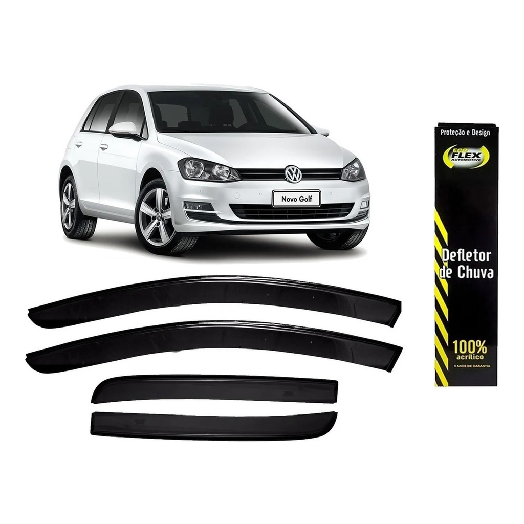 Calha De Chuva Defletor Vw Golf 2015 A 2017 4 Portas Fume Ecoflex 30.026A