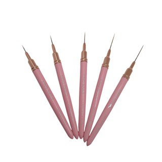 Kit de 5 Pincéis Rosé Quartz Ponta Extra Fina - King Nails