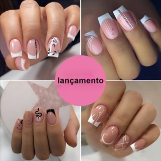 Manicure vermelha online finalizada remendo de unha casca de ovo e unhas postiças 24 peças de adesivos de unhas
