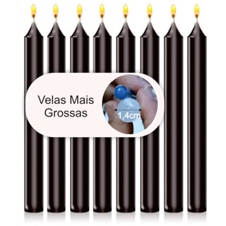 Vela Palito Colorida Preta Atacado 50 unidades 100% Parafina