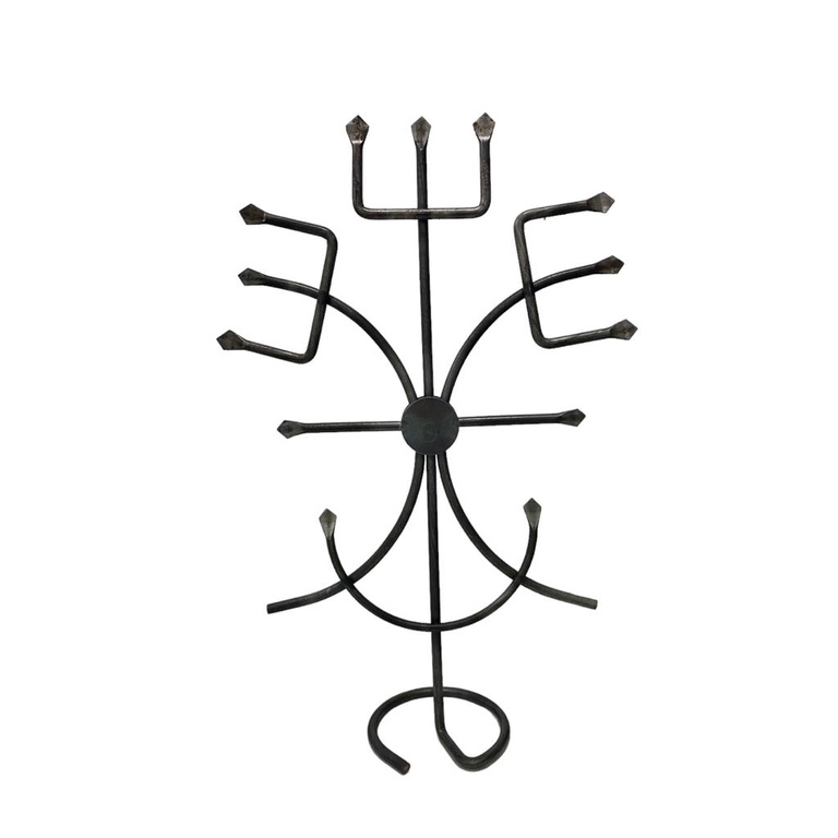 Ferramenta Exu Sete Caveiras Assentamento 35cm Ferro Umbanda Candomble
