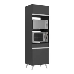 Paneleiro 2 Portas para Forno e Microondas Veneza Multimóveis MP3679.898 Preto/Branco