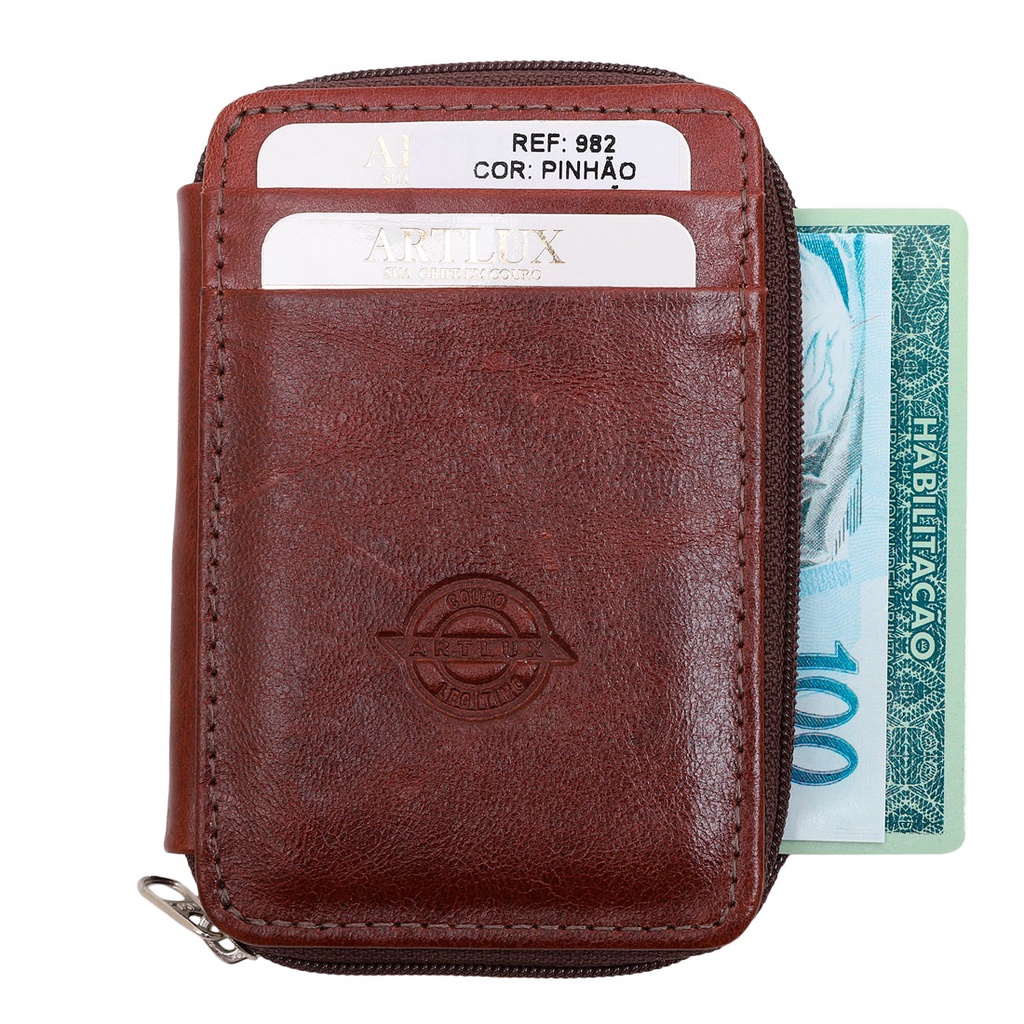 Carteira SLIM Couro com Zíper Artlux 982