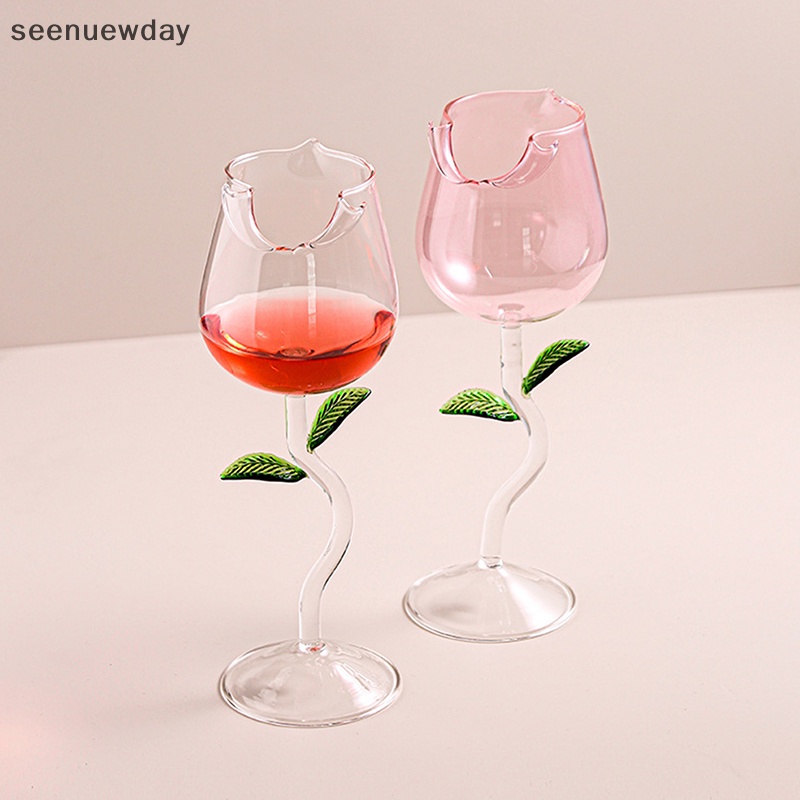 [seenuewday] Rose Wine Glass Cocktail Romântico Vinho Tinto Taça De 150/400ml Flower Shape...