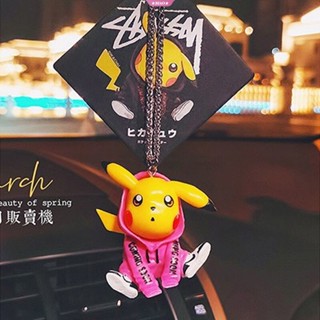 Pokemon Pikachu Cartoon Doll Interior Retrovisor Pingente De Espelho Ornamentos Para Carros Aromaterapia De Alta Qualidade De Luxo Leve