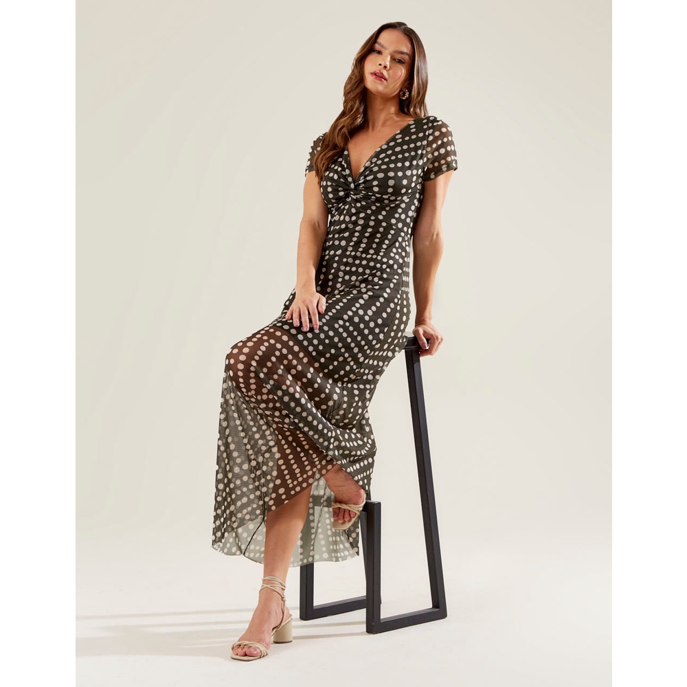 Vestido Zinzane Feminino Busto No Estampado Po Duda