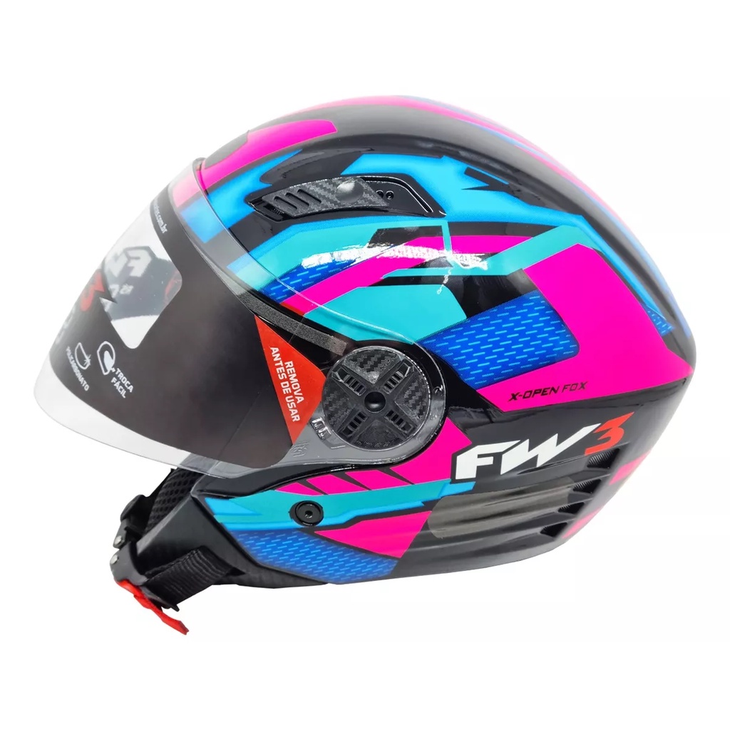 Capacete Feminino FW3 X OPEN UP FOX C/ Oculos Interno Fume - Spare Parts and Accessories for Vehicles