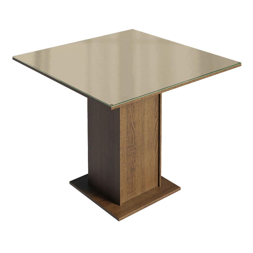 Mesa Madesa Quadrada Tampo de Vidro 5363 Rustic/Crema em Oferta na Shopee