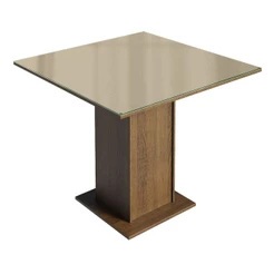 Mesa Madesa Quadrada Tampo de Vidro 5363 Rustic/Crema