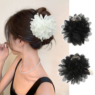 Clip De Cabelo Coreano De Flor De Malha Acrílico Pérola Ponytail Mulher Acessórios