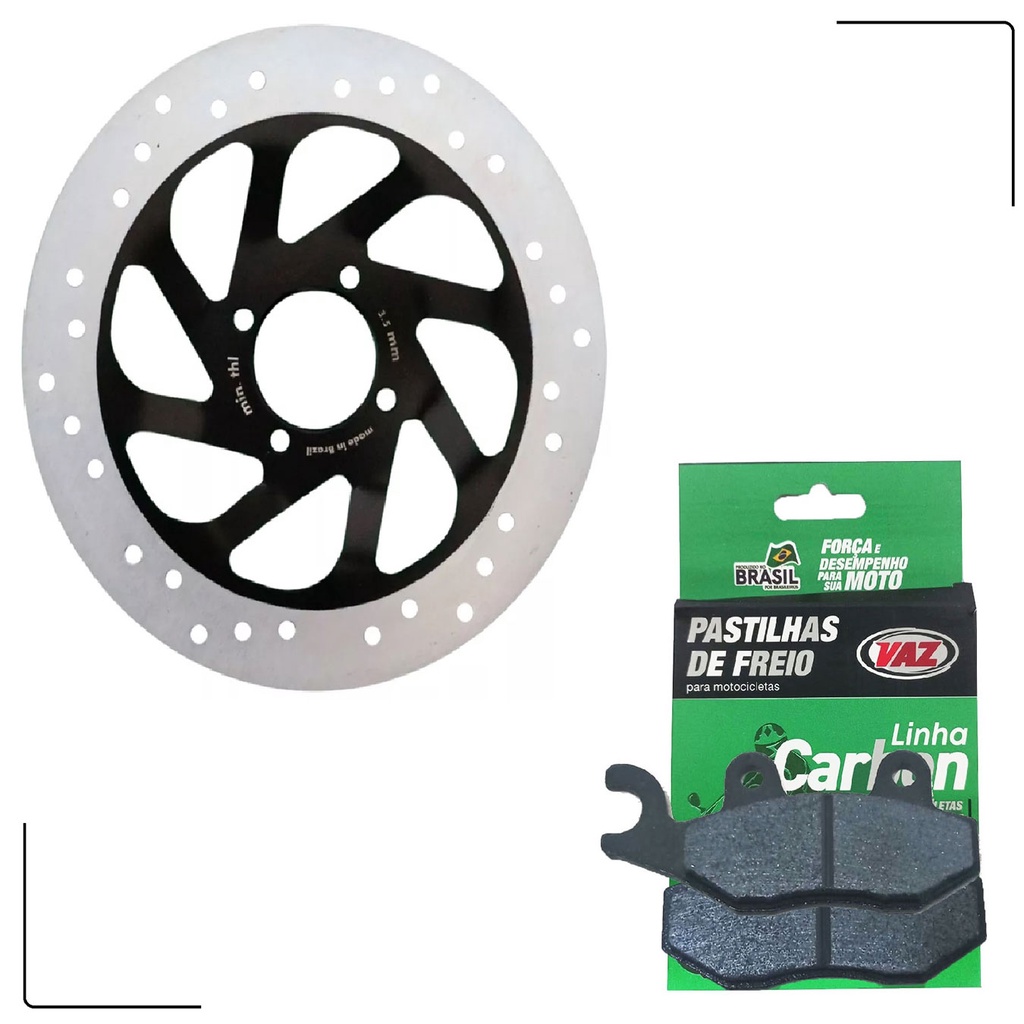 Disco Freio Dianteiro e Pastilha Yes 125 2005 2006 2007 2008 2009 2010 2011 2012