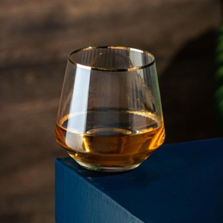 2 Copos Baixos Wolff de Vidro com Borda Dourada 330ml em Oferta na Shopee