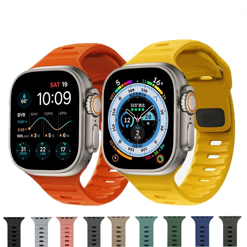 Faixa Esportiva De Silicone Para Relógio Apple Watch Ultra 49mm 45mm 44mm 41mm 40mm + Com Capa Protetora Macia TPU IWatch Série 8 7 6 5 4 3 2 SE
