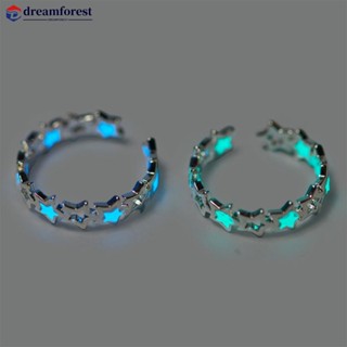 DREAMFOREST Anel Fluorescente Luminoso Estrela Oca Pentagrama Brilhante Abertura Do Ajustável Simples De Liga Jóias A3J8