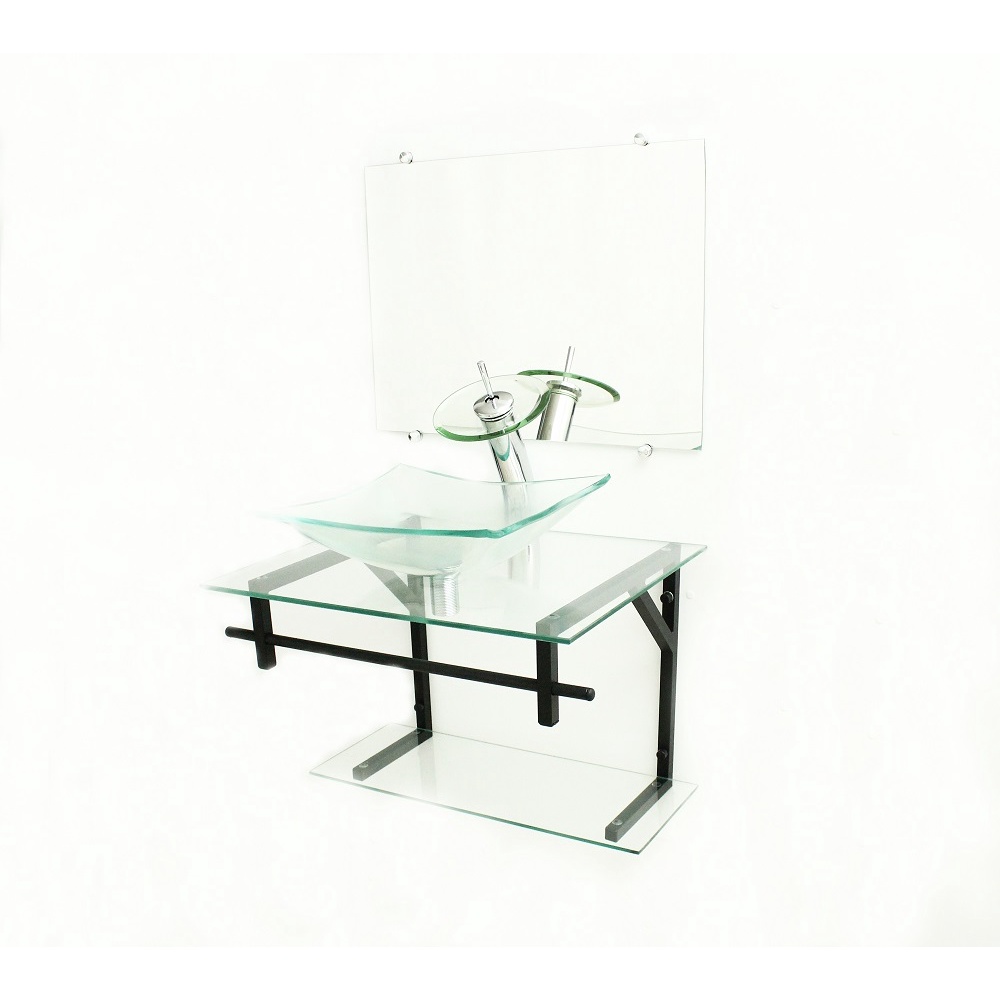 GABINETE DE VIDRO 60CM AP COM CUBA RETANGULAR INCOLOR