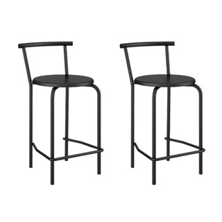 Conjunto 2 Banquetas Tubo Preto Napa Preta Carraro