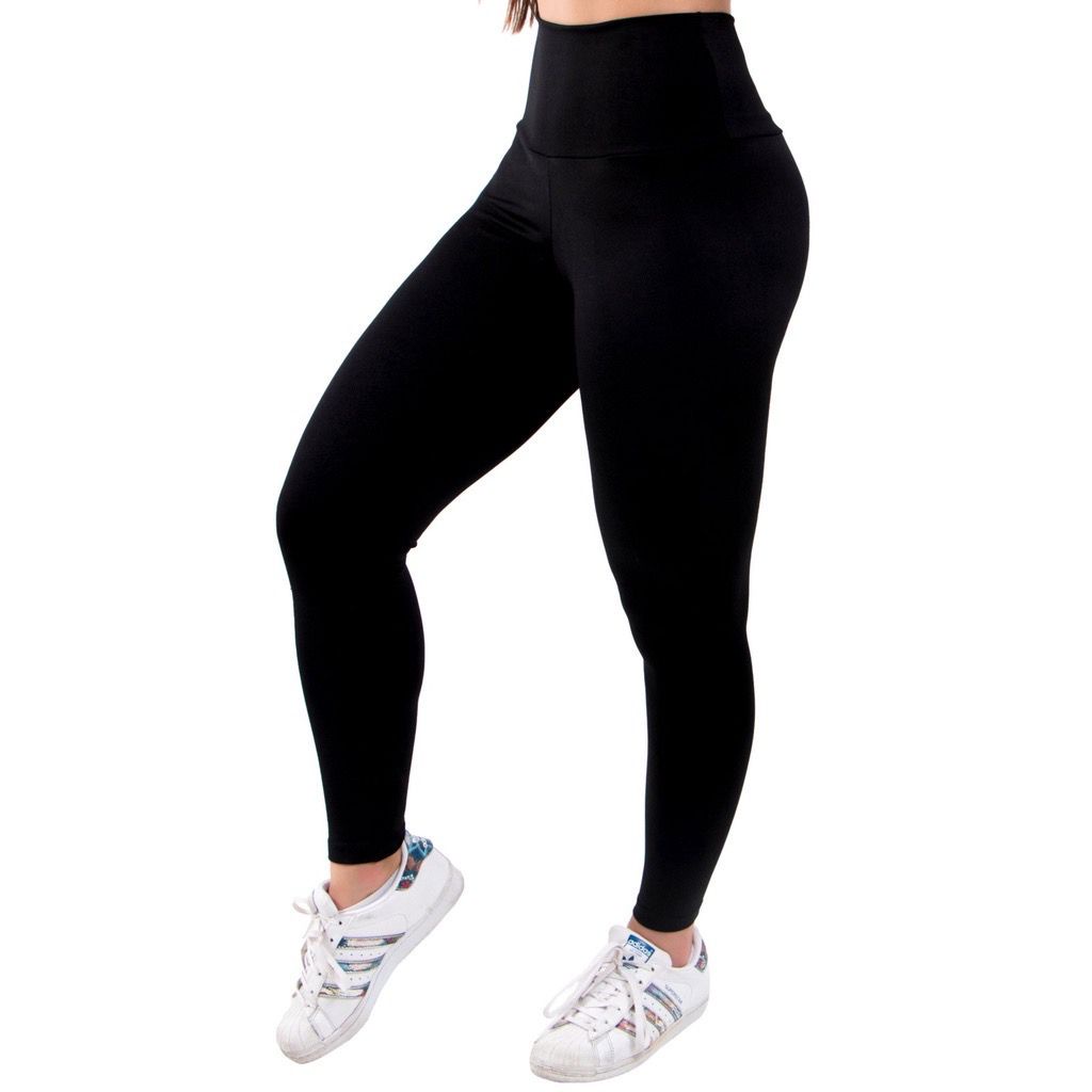 Calça Legging Básico Para Academia Treino Crossfit Fitness Suplex Básico | Cintura Média | Excelente Qualidade Fitness Confortável Modelagem Perfeita Feminina  Forrada Para Usar no Frio Queima de Estoque Levanta Bumbum Esporte Ginástica Preta