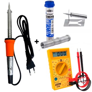 Kit Ferro De Solda Soldar Soldador 60w Estanho + Multímetro