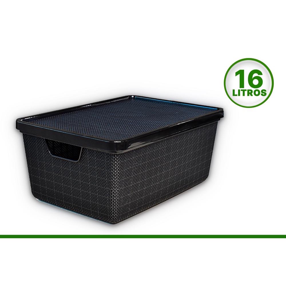 Cesto caixa organizadora juta com tampa de 16L no Tamanho de 39,5cm x 27cm x 17,5cm JAGUAR