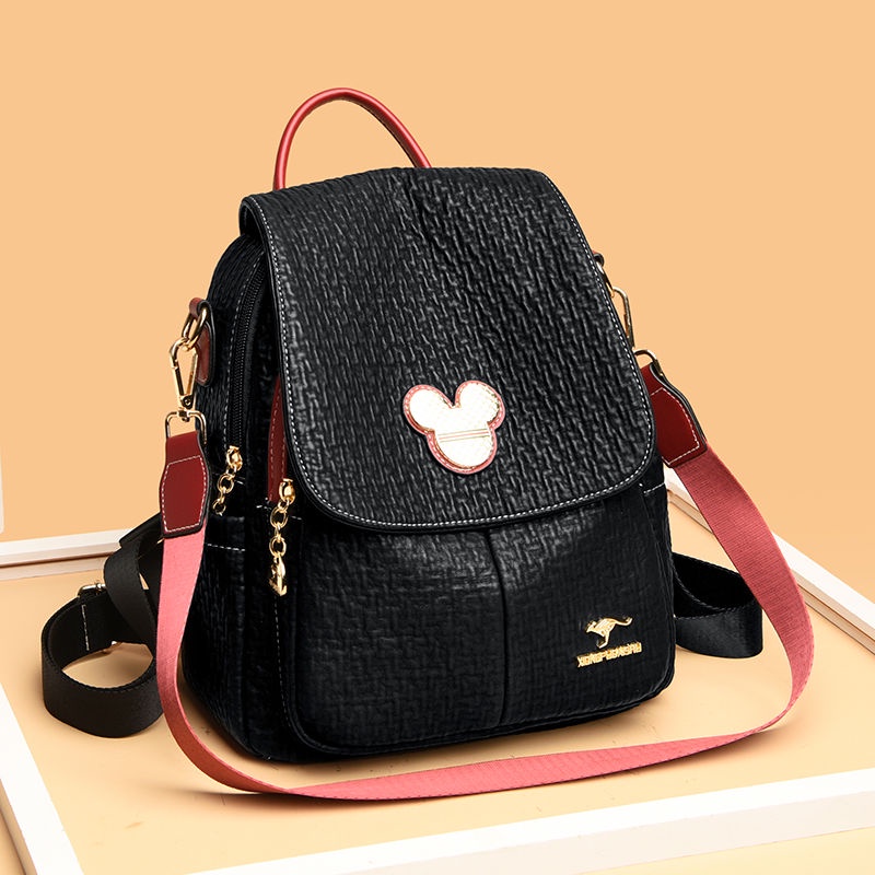 Mochila De Couro Genuína Feminina Novo Estilo Moda Lazer Viagem De Grande Capacidade Anti-Roubo