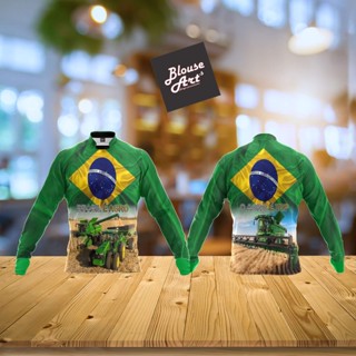 Camiseta Brasil Trator e Colheitadeira Agro É Top AG04 Proteção Uv50+