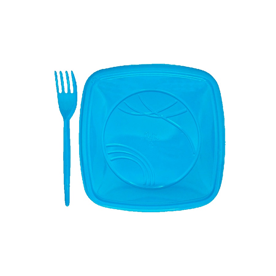 Kit Sobremesa Prato e Garfo Azul Claro - 10 Unidades - Trik Trik em Oferta na Shopee