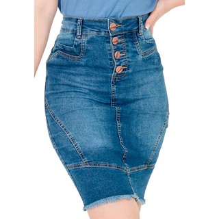 Saia Jeans Evangelica detalhes em Recorte Anagrom Ref.S01