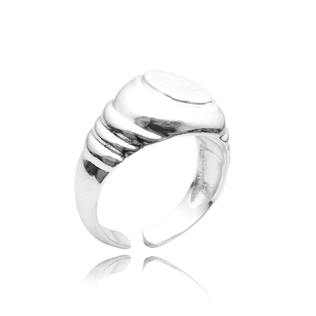 Anel Feminino Ajustável Oval Liso Banhado a Prata 925 Preço De Fábrica