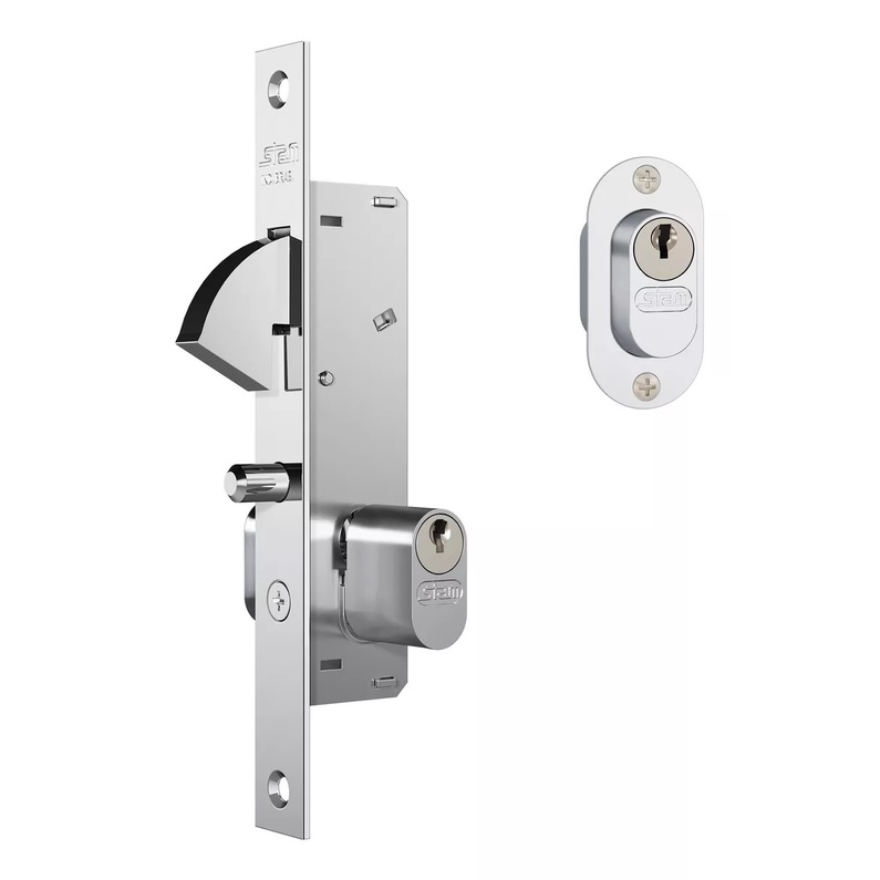 Fechadura Stam Bico Papagaio Inox Perfil Estreito 901 28mm