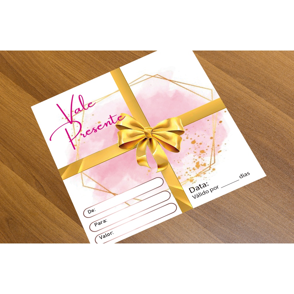 100 - Cartão Couche 250g - Vale Presente | Pronta Entrega