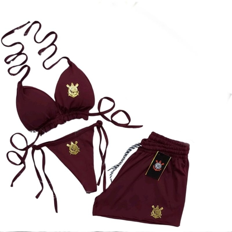 Conjunto Biquíni + Shorts Time em Oferta na Shopee